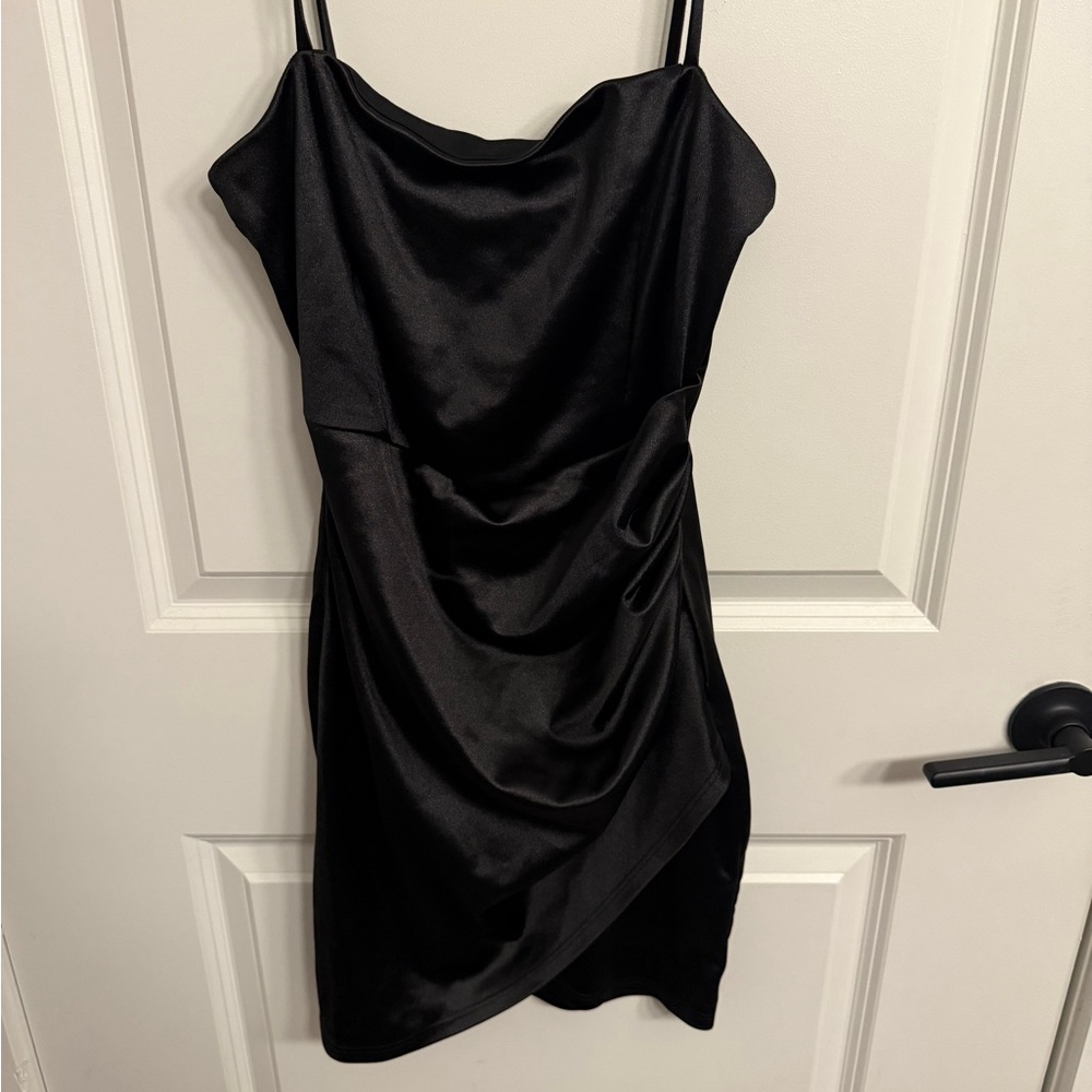 Windsor Black Satin Mini Dress